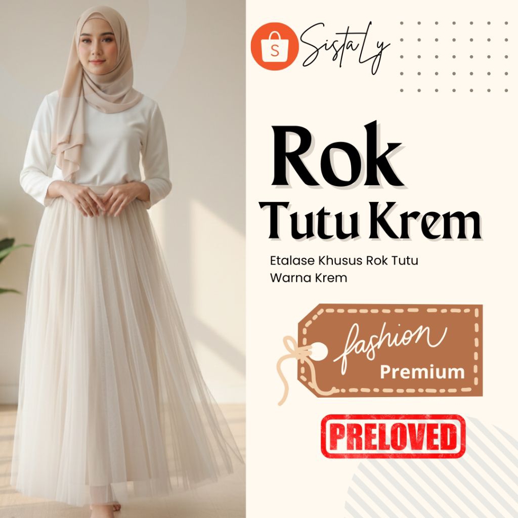 Rok Tutu warna Cream/krem (Gembung, Umpak dll)