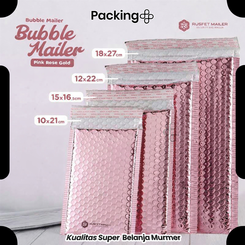 Amplop Bubble Mailer Bubble Packing Murah Pink Rose Gold Glossy Harga Satuan