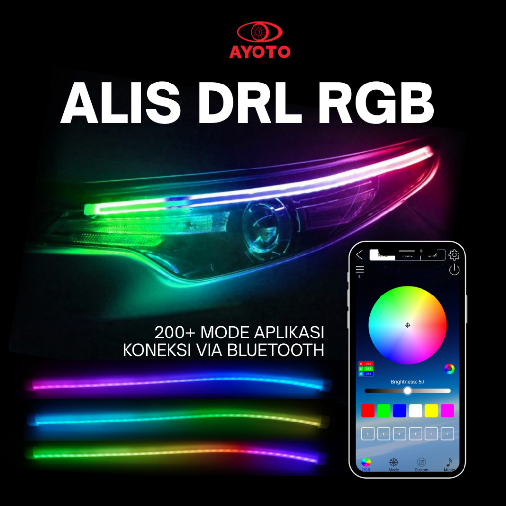 DRL ALIS RGB PREMIUM & DRL ALIS 2MODE KONEKSI BLUETOOTH WELCOME LIGHT SEIN RUNNING 200+ MODE