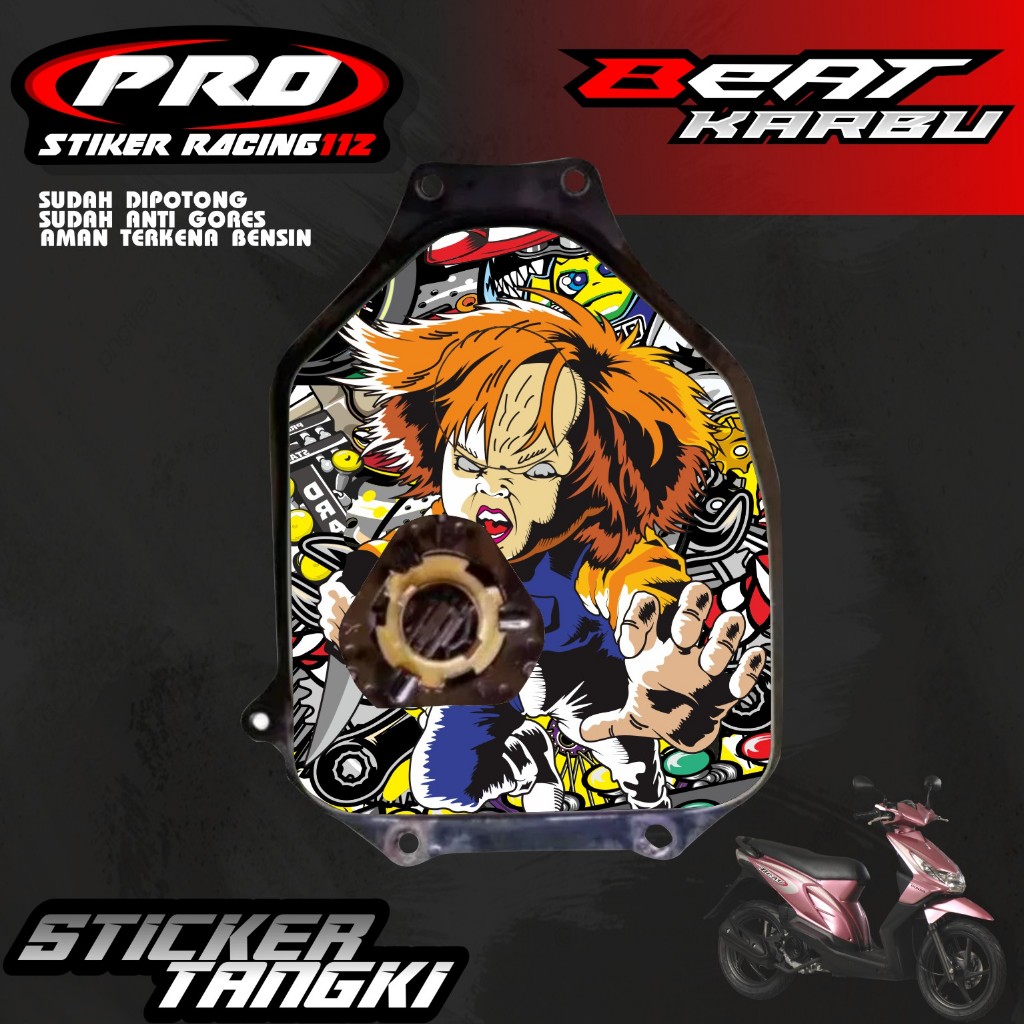 STIKER TANGKI BEAT KARBU STIKER TANGKI BENSIN MOTOR BEAT KARBU WATERPROF