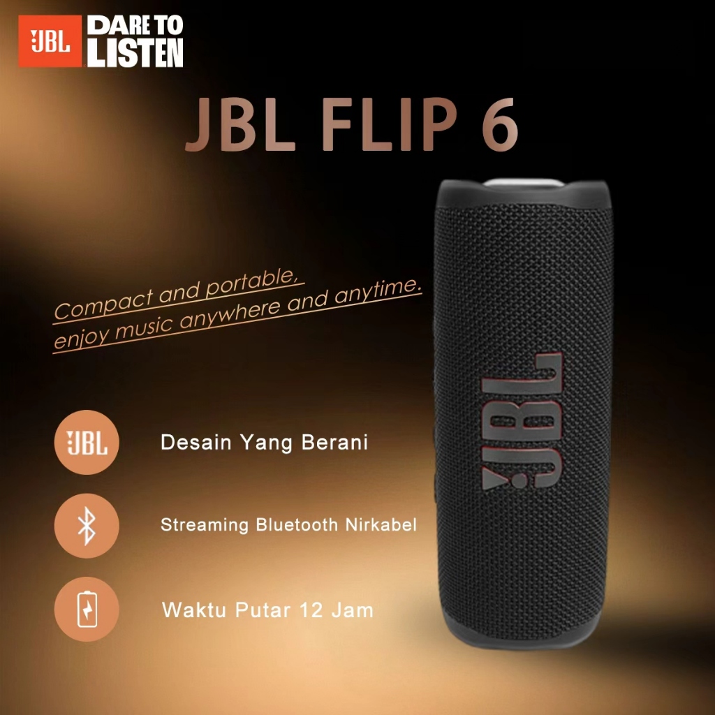 100% Original Speaker JBL Flip 6 Bluetooth Portable Speaker Powerful Sound and Super Bass IPX7 Tahan