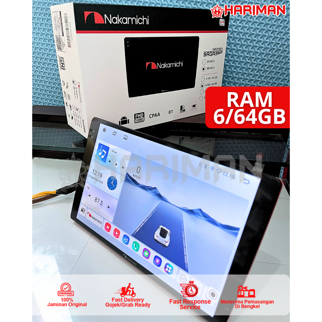 HEADUNIT ANDROID NAKAMICHI SAGA NA-3102i Ram 6/64GB Support 360