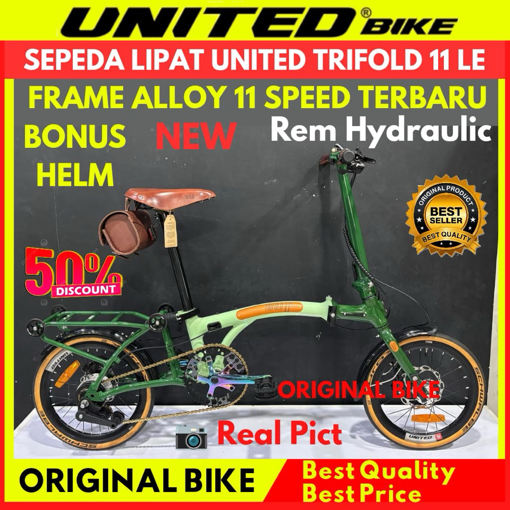 Sepeda Lipat 16 United Trifold 11S Leather Edition New
