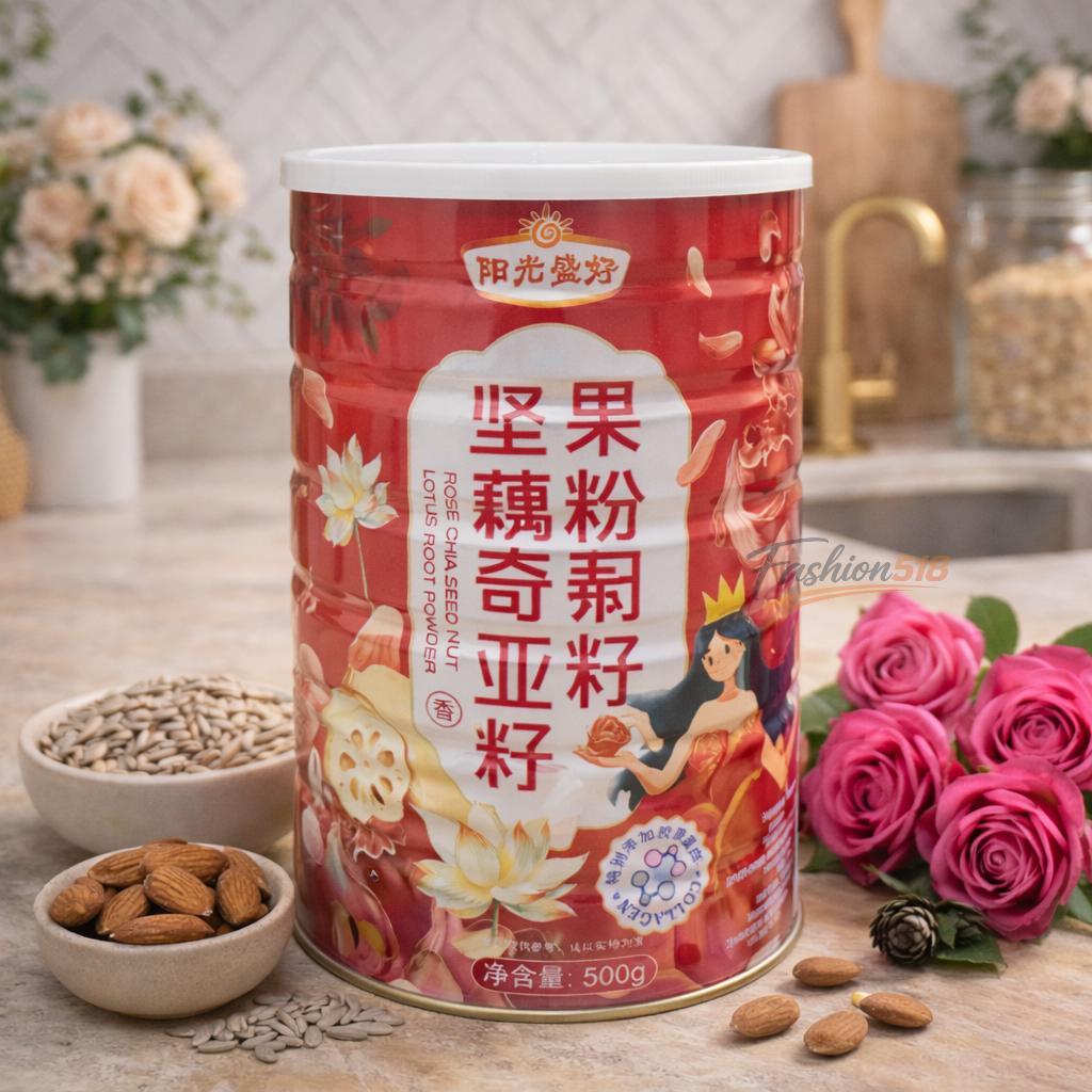 [BPOM] Original 500gr Oufen Rose Colagen  Lotus Root Powder Chia Seed Nut Oufen Bubur Akar Teratai