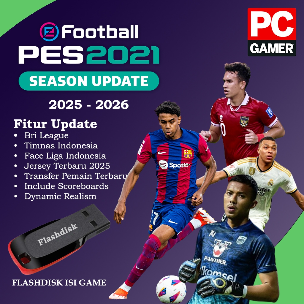 FLASHDISK 64 GB ISI GAME PES 2021 UPDATE TERBARU 2025-2026 GAME PC GAME LAPTOP