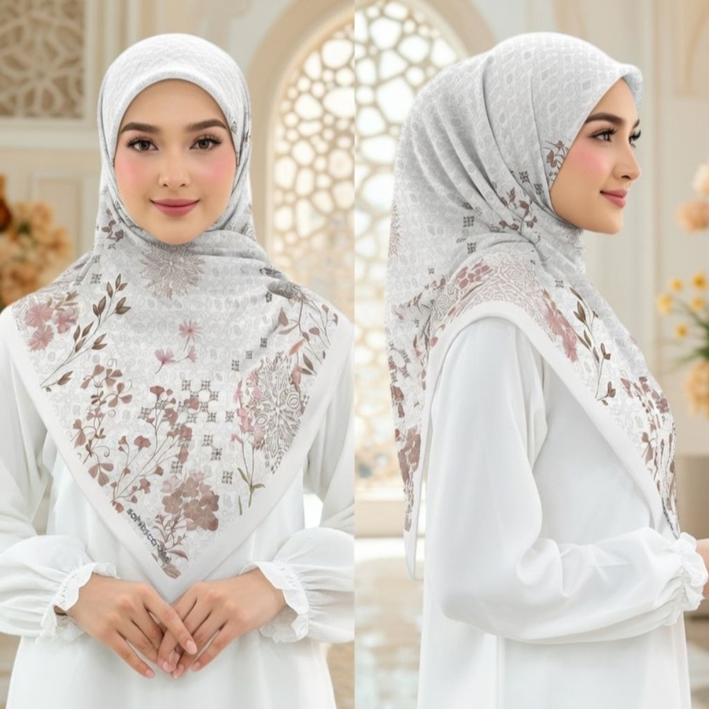 Hijab Segi Empat Voal Premium Motif Bunga Terbaru Lagi Viral/Hijab DenayKw/Hijab ParisKw