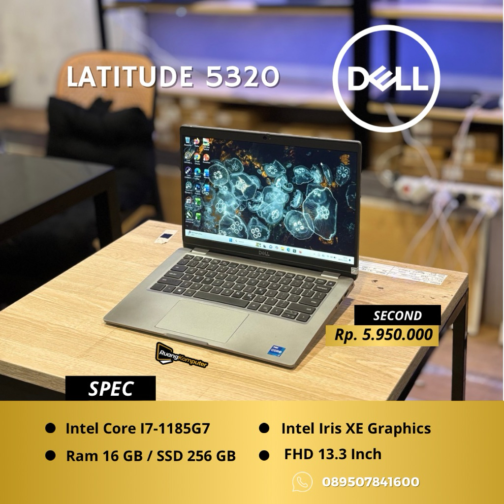 Laptop DELL LATITUDE 5320 Intel Core I7-1185G7 RAM 16GB SSD 256GB FHD 13.3 Inch Second Bergaransi