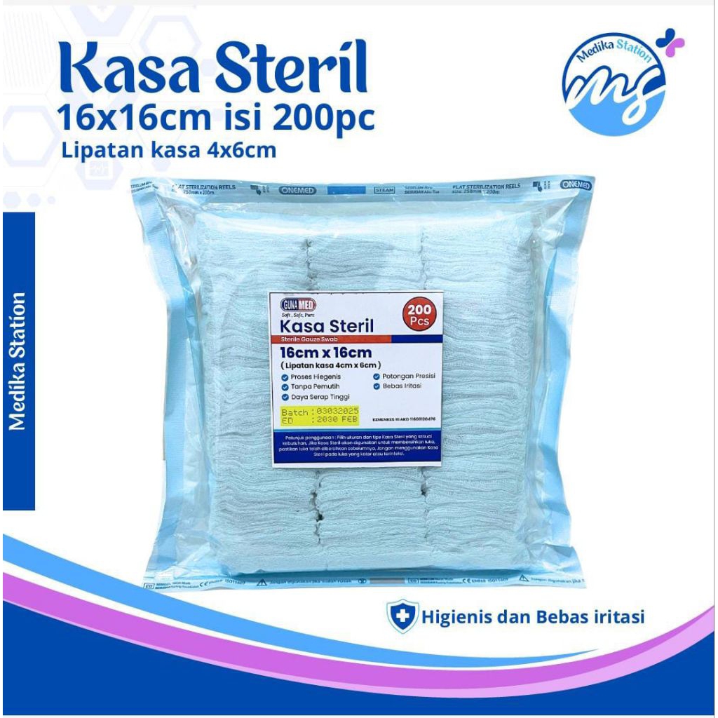 GUNAMED KASA STERIL ISI 200PC/KASA LIPAT ISI 200/KASA SPESIALIS DIABETES/KASA PEMBALUT LUKA