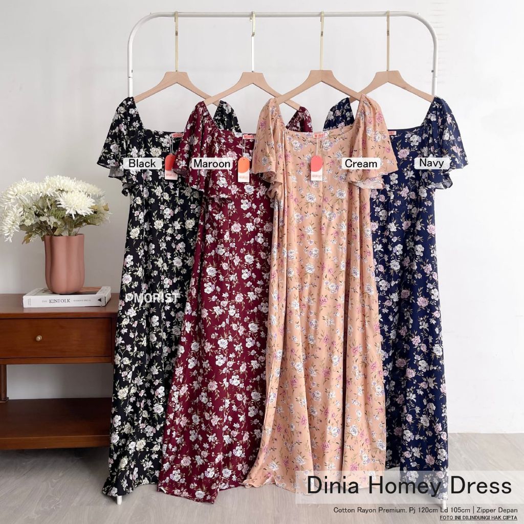 Dinia Homey Dress Daster Busui Premium Cotton Rayon Original Morist Berlabel