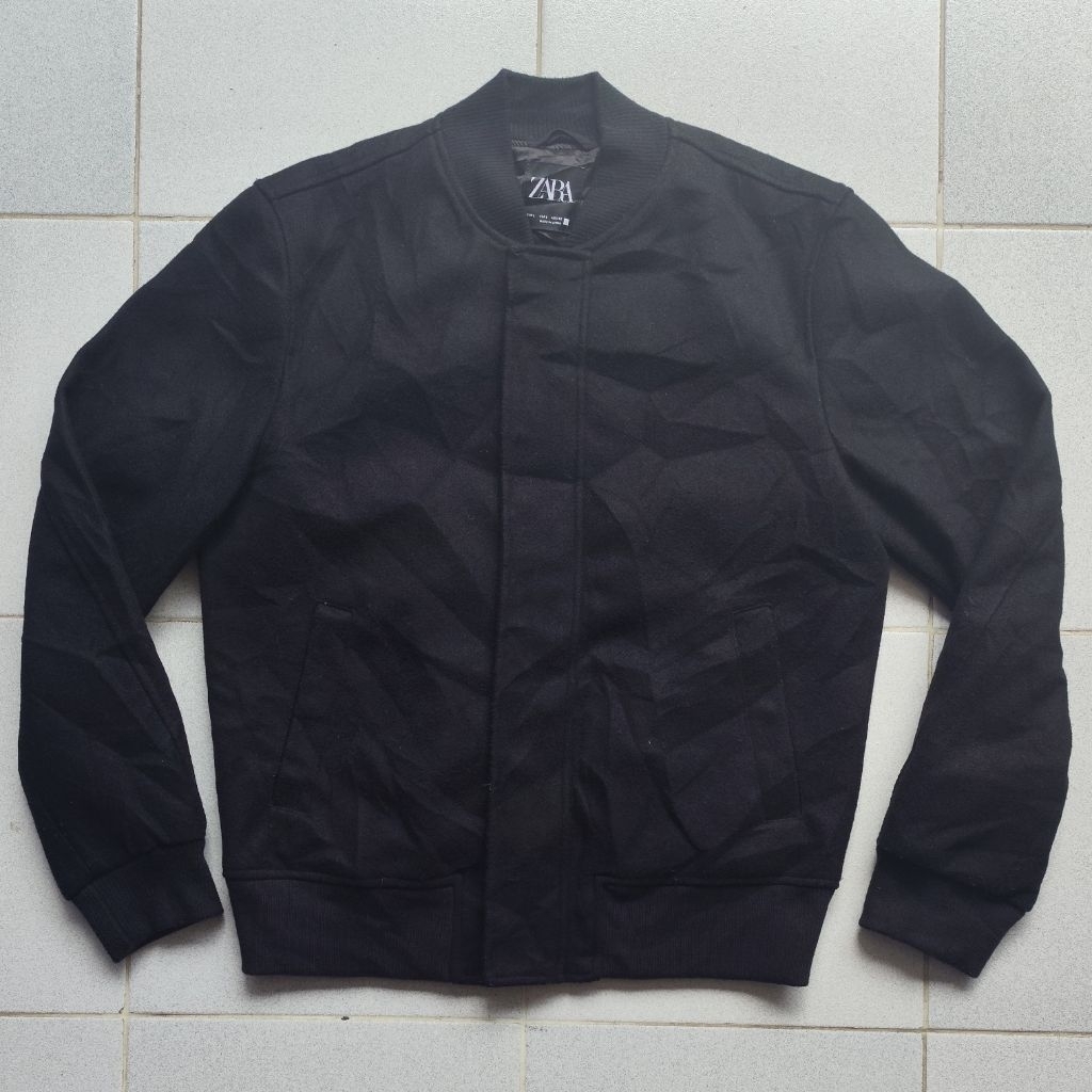 zara wool bomber black L 42