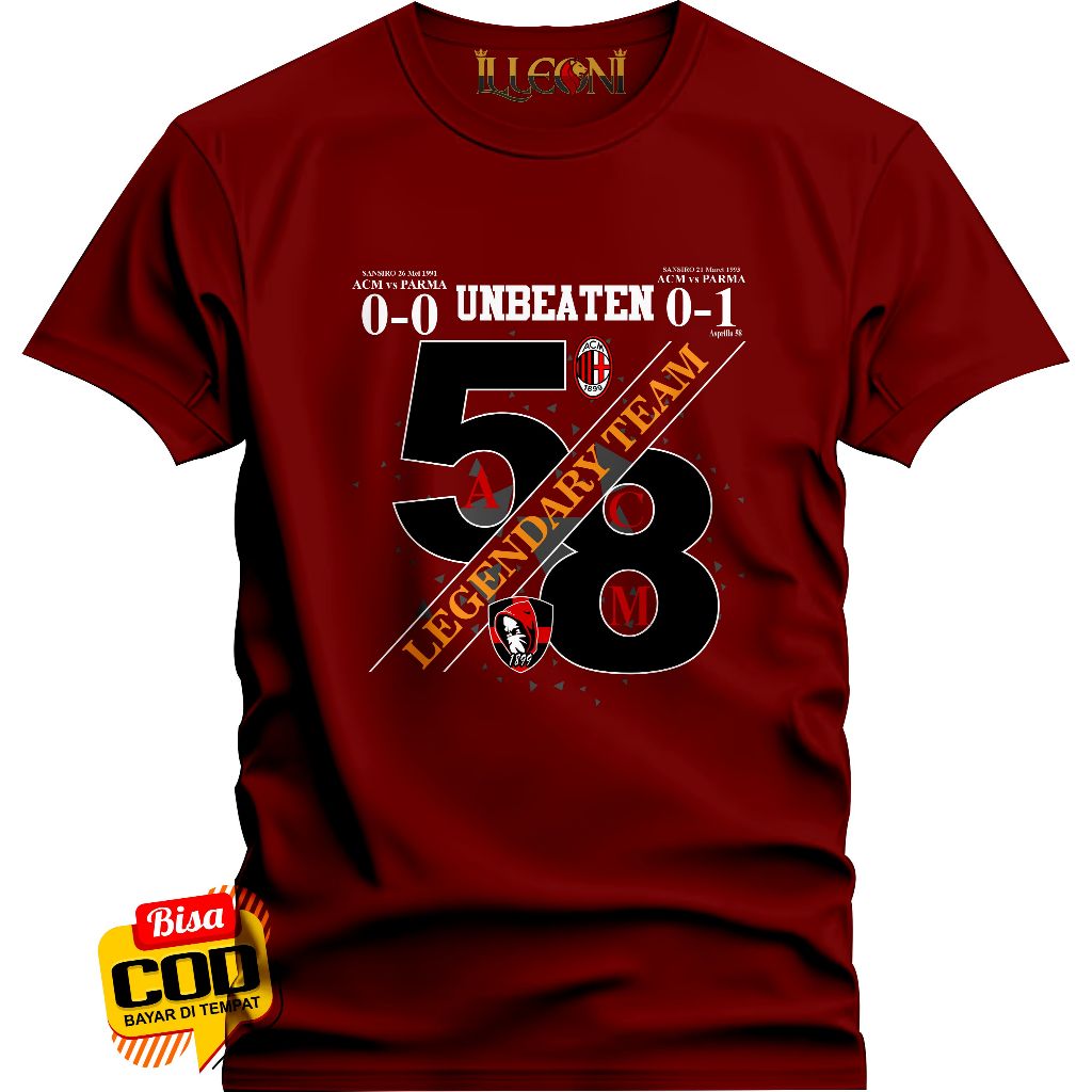 KAOS AC MILAN 58 UNBEATEN BIG SIZE (S-5XL) KAOS AC MILAN / KAOS AC MILAN LEGENDARY