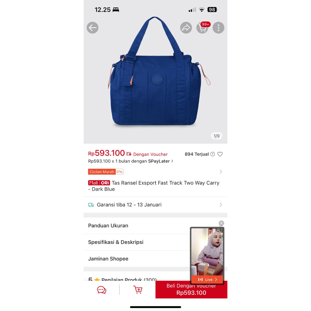 Tas Ransel Exsport Fast Track Two Way Carry - Dark Blue tas wanita pria (like new)