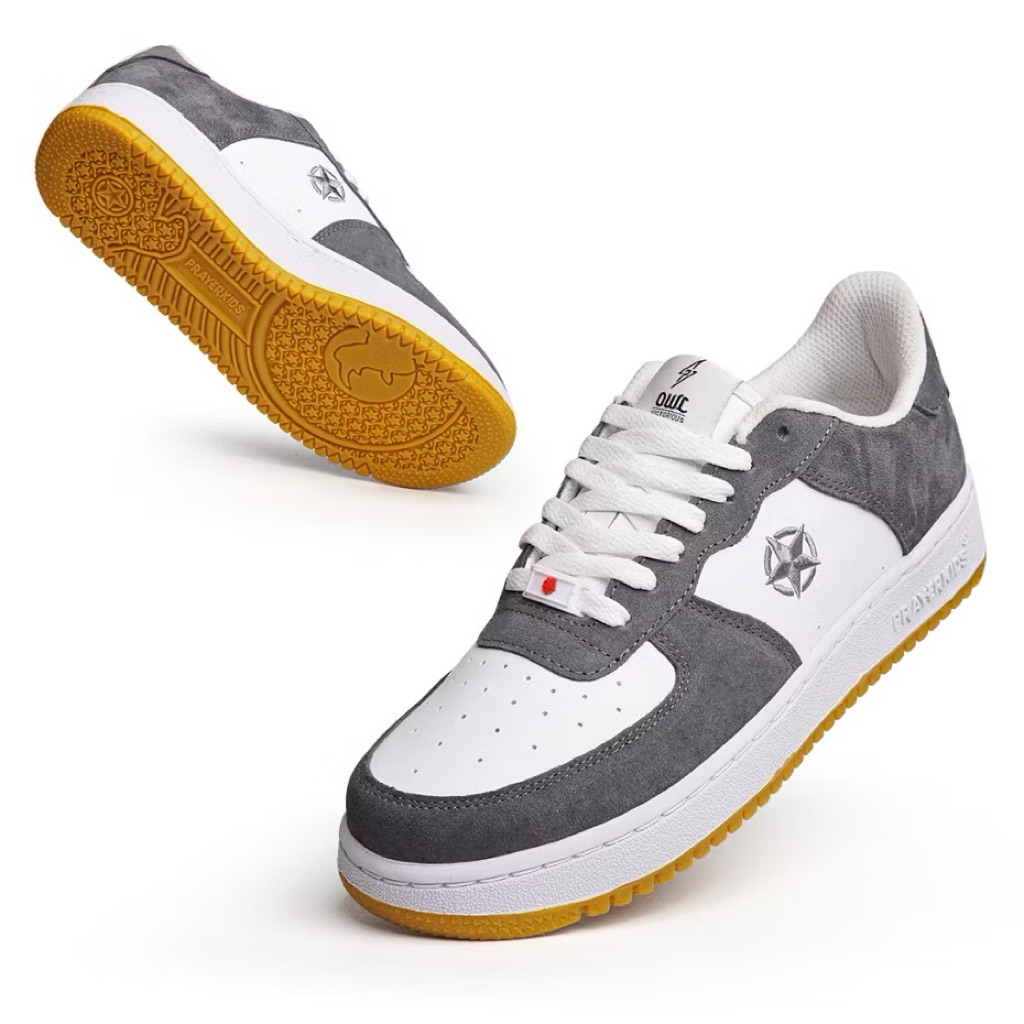 Prayer kids - Sepatu Unisex Suede Grey White