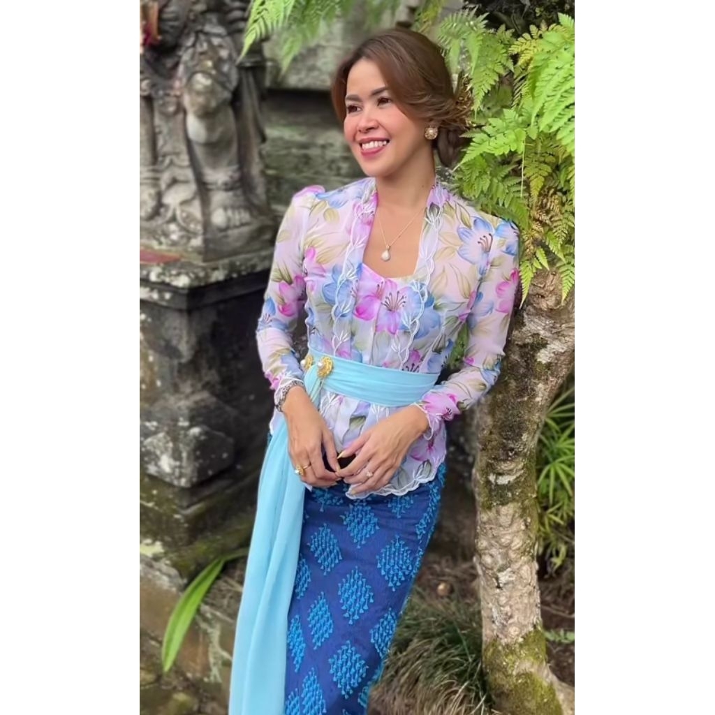 KAIN KEBAYA BORDIR LUKIS BALI 3D/ BAHAN KEBAYA ENCIM TERBARU SIFON CREPE LUKIS BORDIR