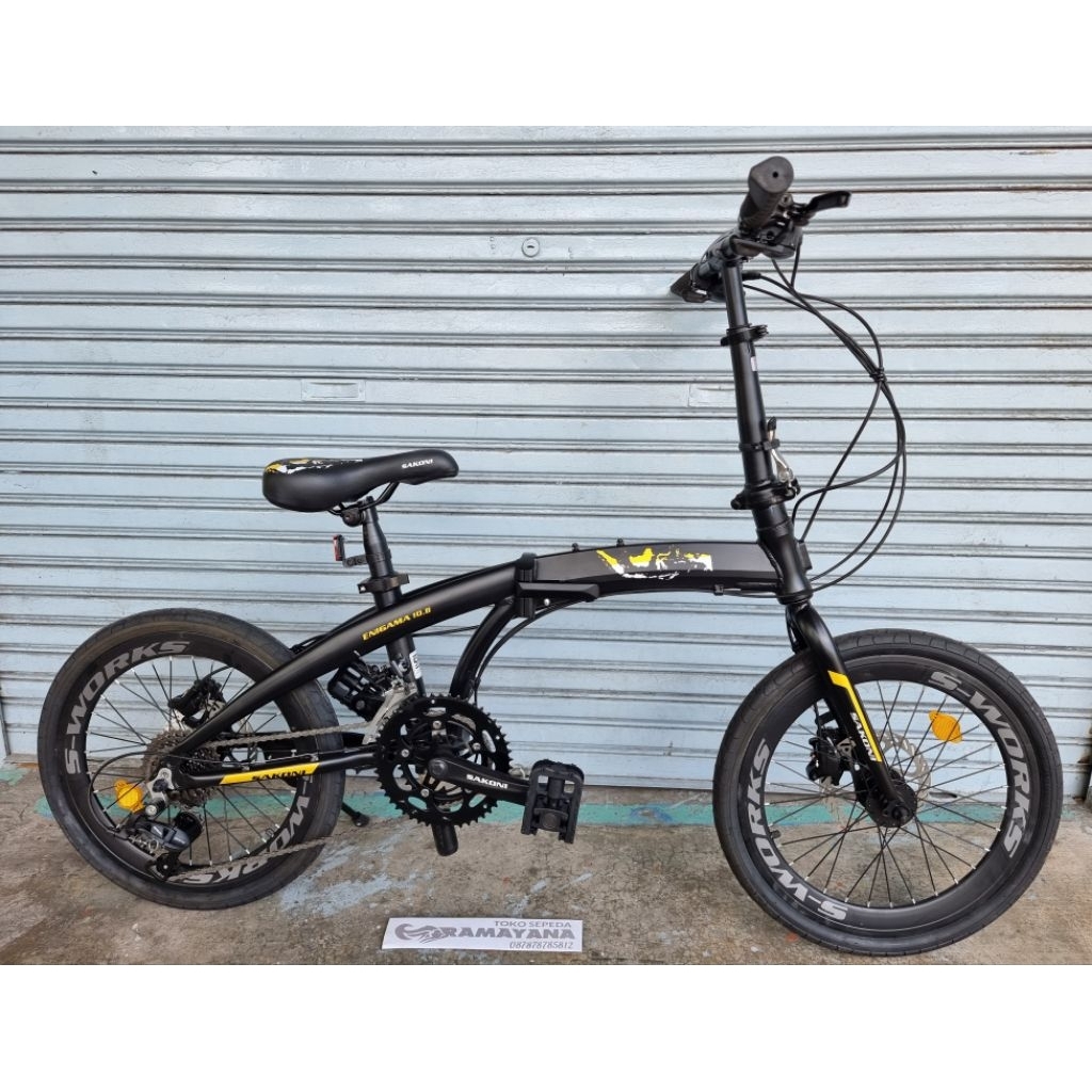 sepeda lipat sakoni enigama 10.8 Alloy hydraulic brake 2x9sp