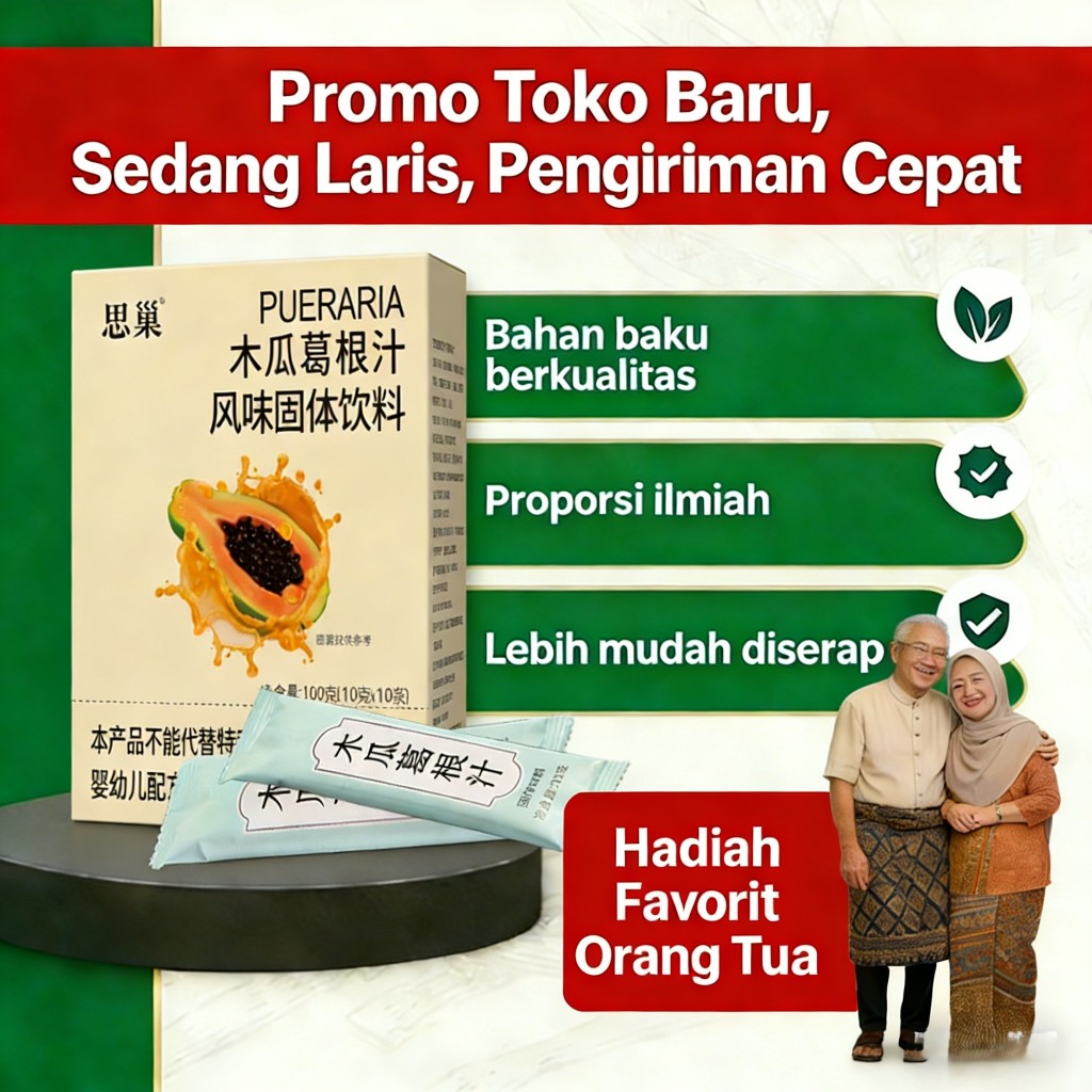 Pueraria Mirifica Bubuk Jus Pepaya Segar - Suplemen Halal untuk Energi Harian Wanita Indonesia