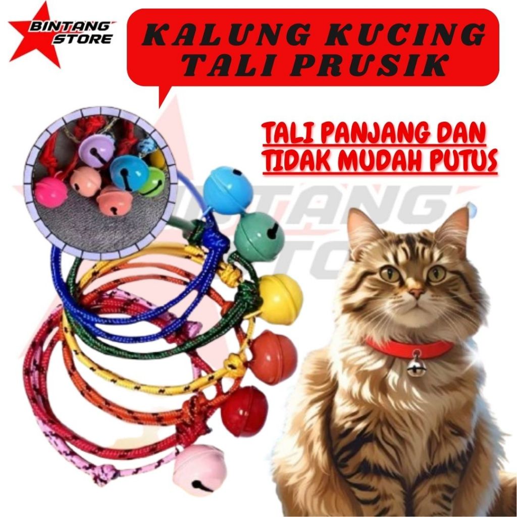 Kalung Anak kucing Tali Prusik / Kalung Kucing dengan Tali Panjang dan Tidak Mudah Putus BINTANGSTOR