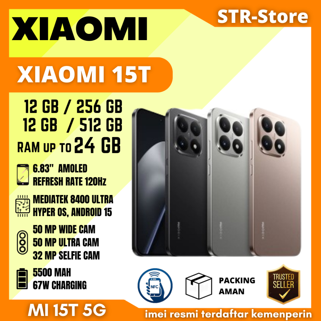 XIAOMI 15T 12/512 GB SMARTPHONE GARANSI RESMI XIAOMI INDONESIA 15T 5G 12/256 GB LEICA SUMMILUX - XIA