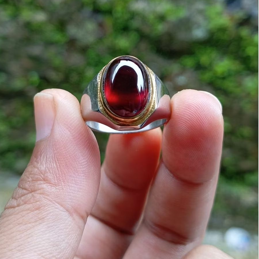 cincin batu red garnet black mamba natural