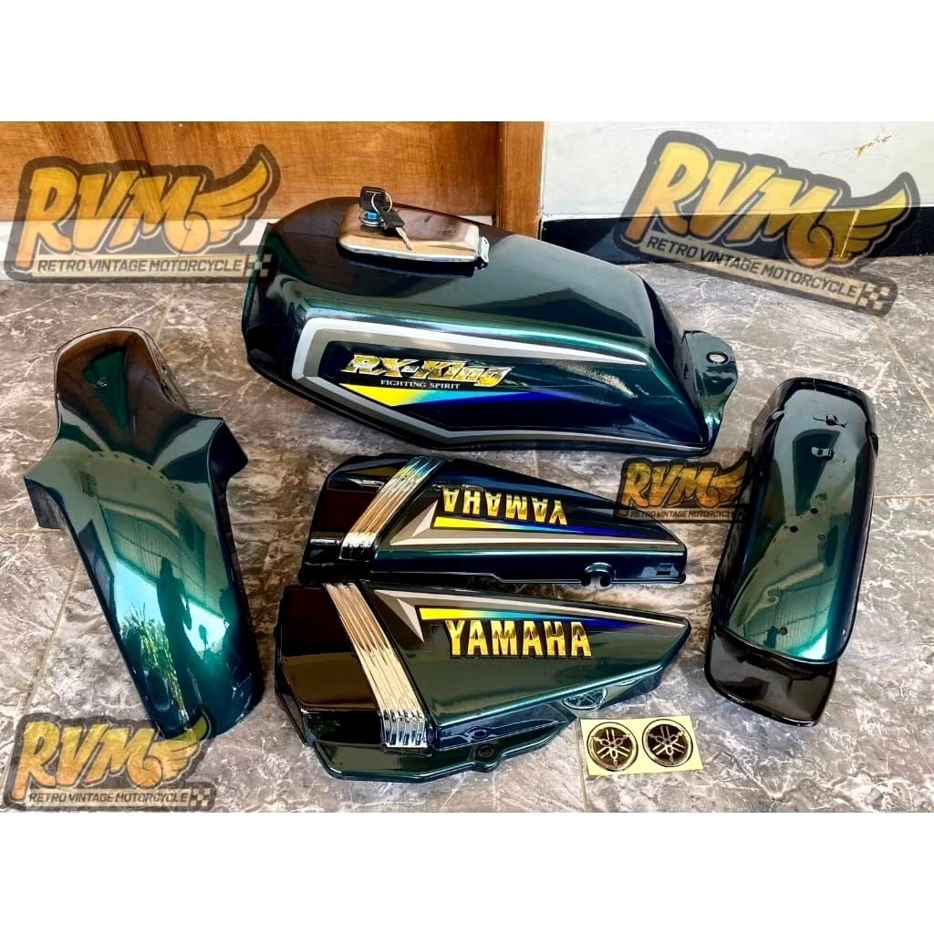 tangki body set rx king set bok aki list crom set slebor hijau botol 2001
