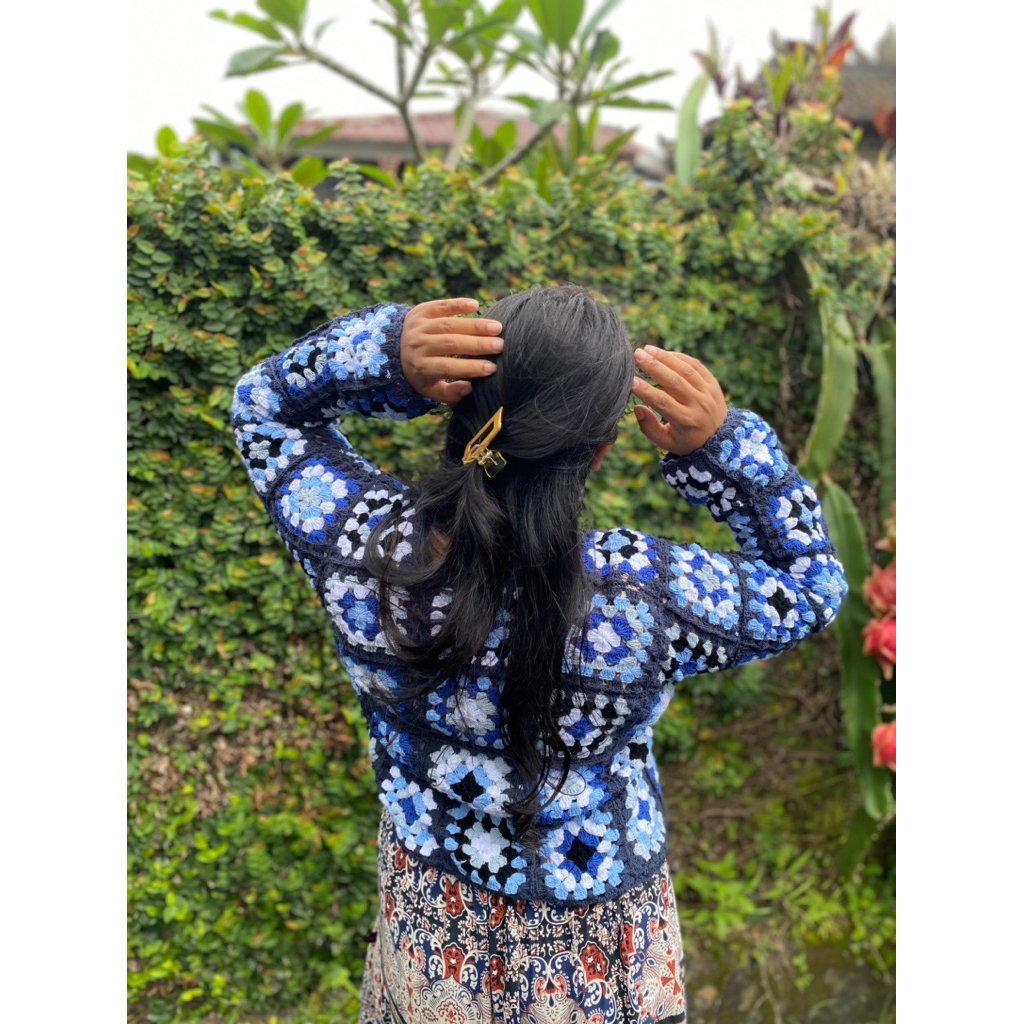 Cardigan Rajut Granny Square Premium - Blue Ocean Series