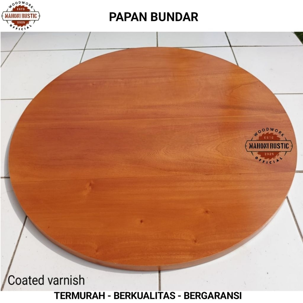 PAPAN KAYU BULAT BUNDAR diameter 50-60-70-80-90-100cm papan bahan daun meja