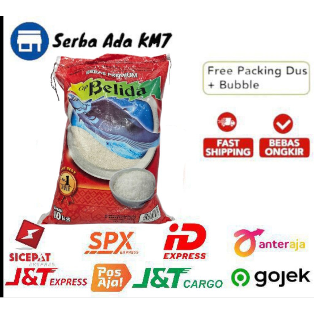 1 KARUNG BERAS PREMIUM BELIDA 20 KG ( GRATIS ONGKIR INSTAN)