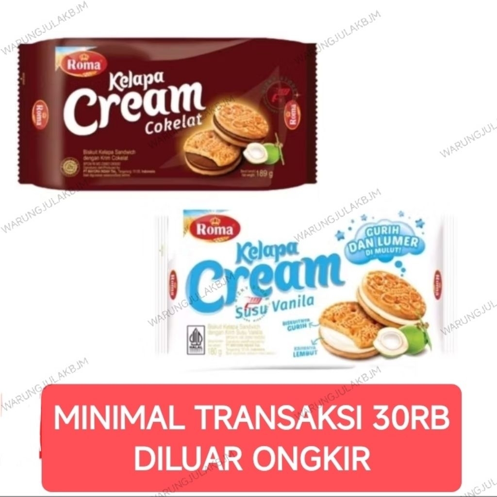 roma kelapa cream coklat vanila biskuit