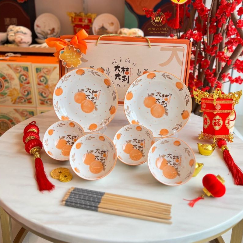 Hampers Imlek CNY 2026/ Parcel Imlek/ Hampers CNY/ Golden Murcott Set/Set Piring & Mangkuk Hampers