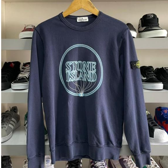 STONE ISLAND CREWNECK JUNIOR LOGO REFLECTIVE NAVY