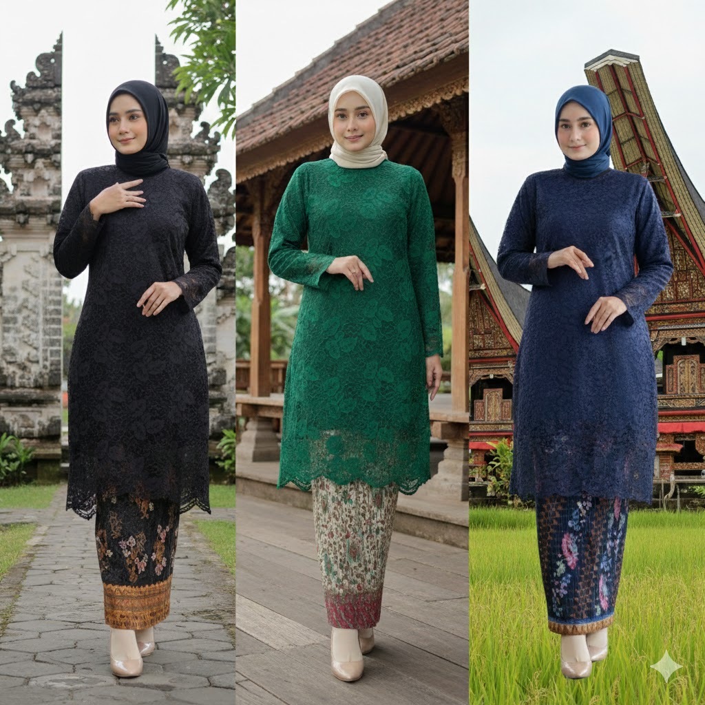 Kebaya Modern Atasan Tunik Bahan Brukat Tunic Brokat Jumbo Kebaya Baju Kondangan Wanita Muslim Panja