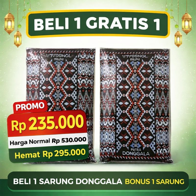 Promo Beli 1 Gratis 1 Sarung Goyor Donggala Asli Putra Absolute