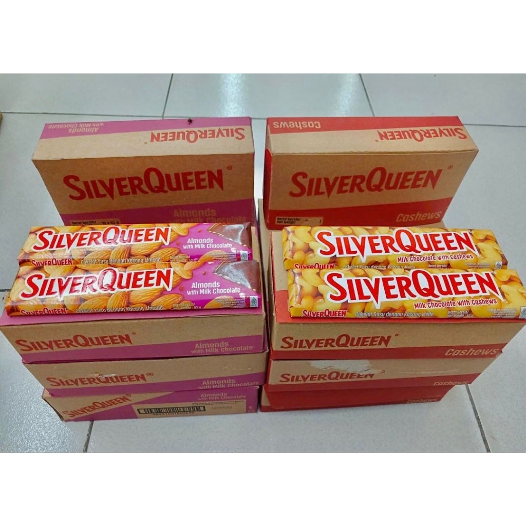Coklat Silverqueen 1box 10pcs 55gram almond&cashew