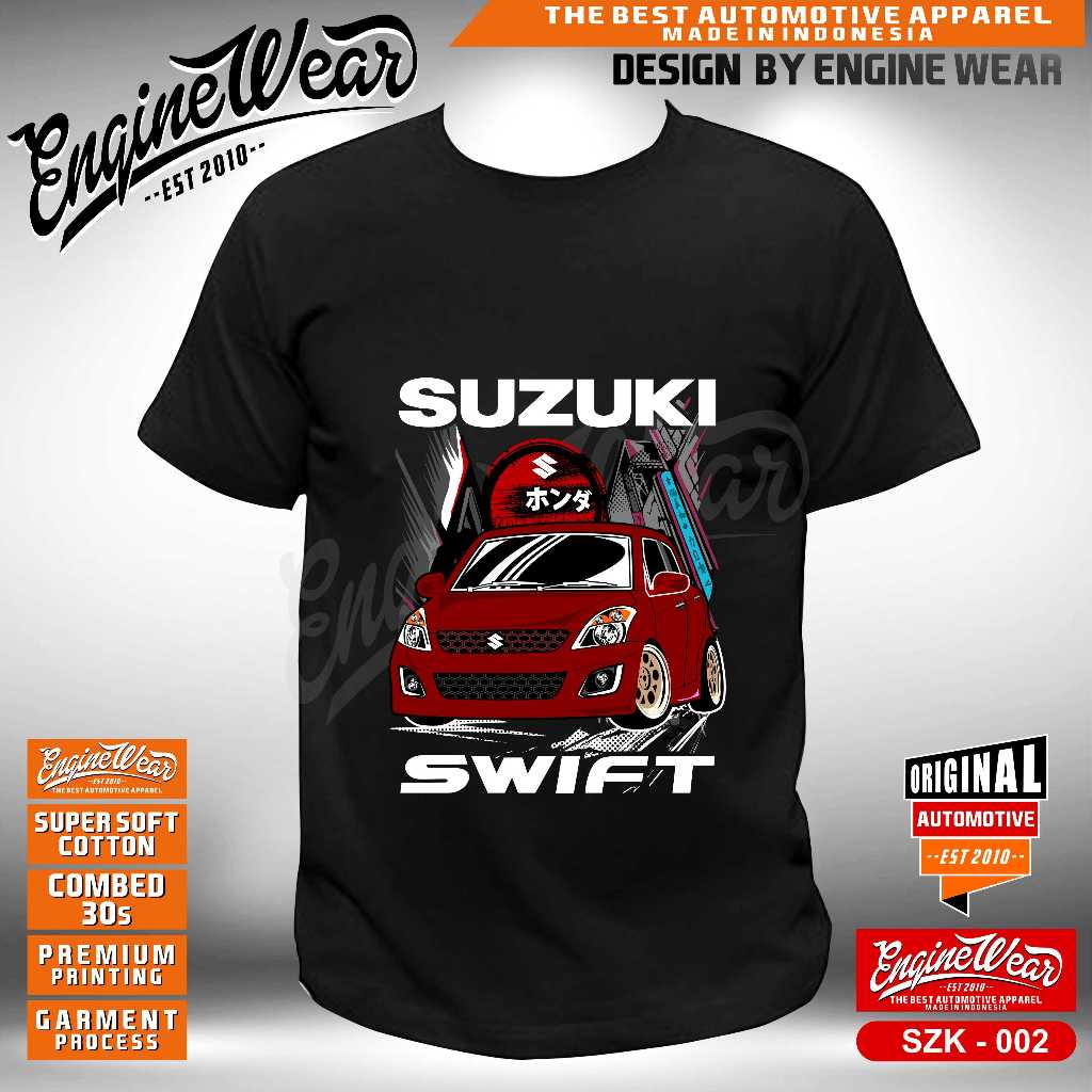 kaos suzuki swift baju tshirt kaos mobil suzuki swift JDM baju balap otomotif