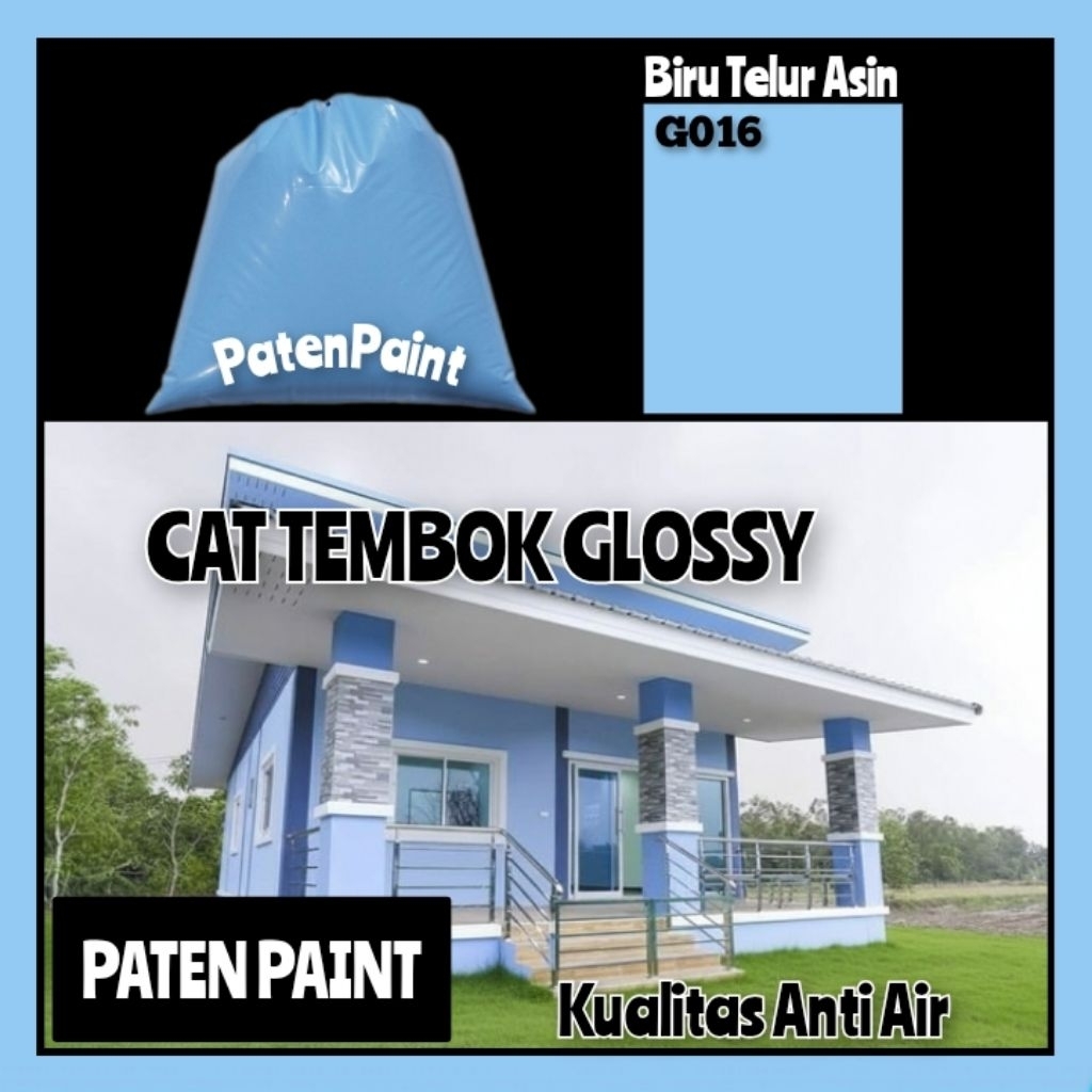 (1kg) cat tembok glossy cat tembok warna biru cat tembok mengkilap