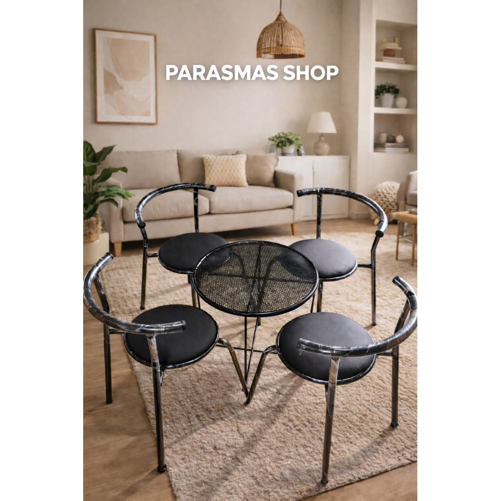 Meja Teras Jaring Meja Cafe dan kursi Cafe Bahan Besi Kokoh