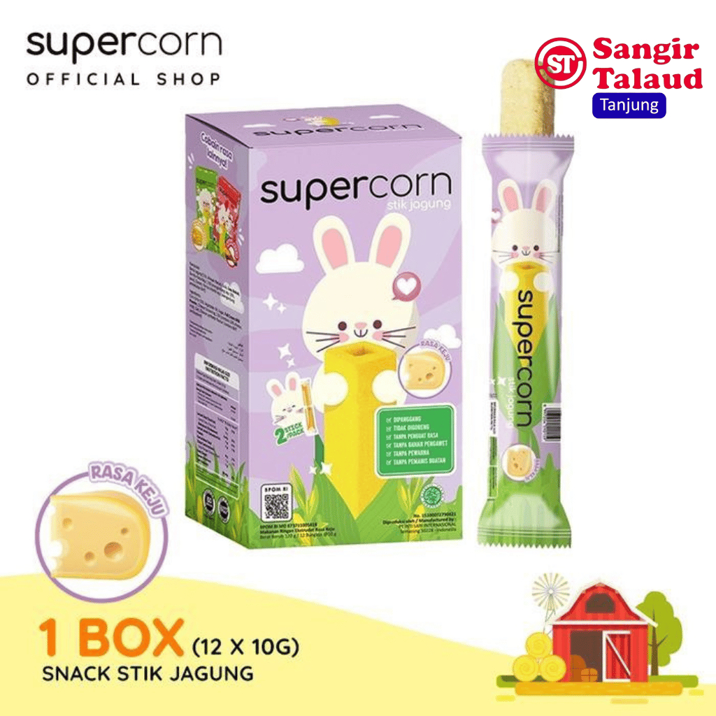 SUPERCORN Stik Jagung HALAL Non MSG | Snack Cemilan Sehat Anak - Supercorn Keju