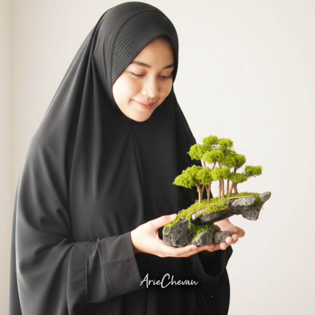 hiasan aquarium hardscape tema hutan di atas tebing aquascape natural