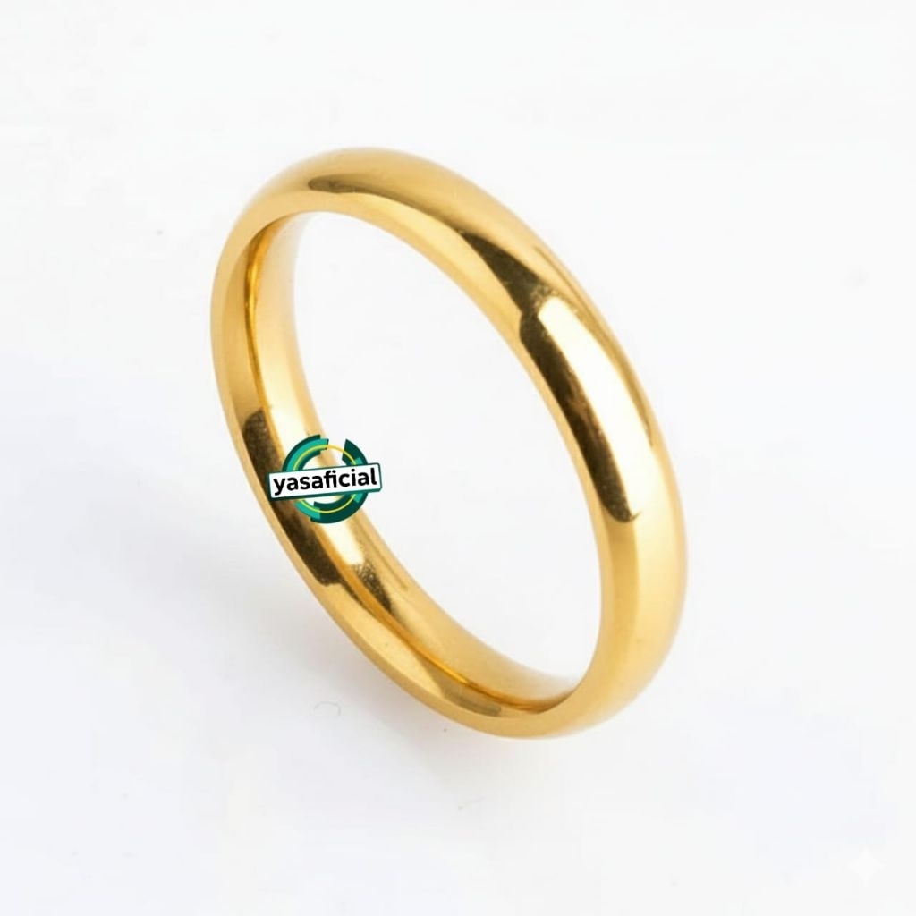 Cincin titanium couple polos sedang warna kuning harga termurah