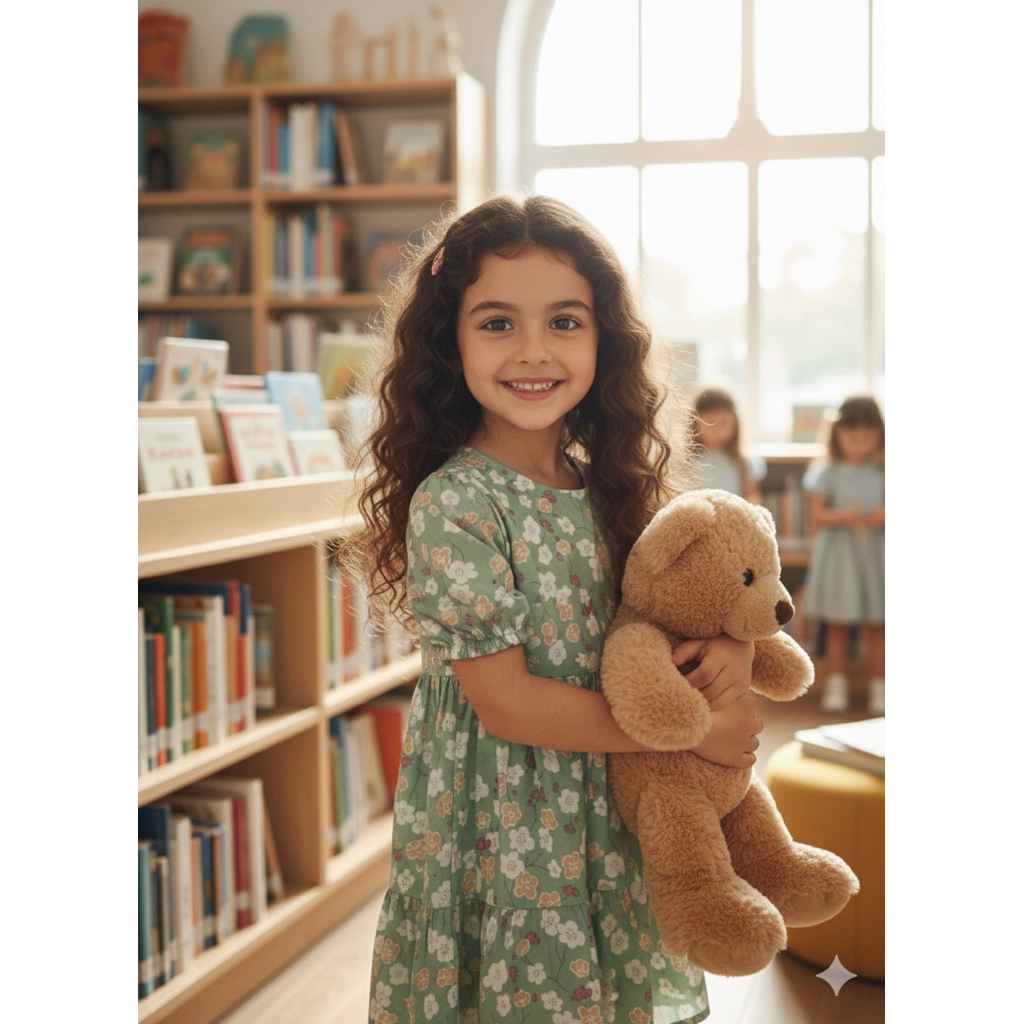 DRESS ANAK PEREMPUAN HIJAU LENGAN BALON