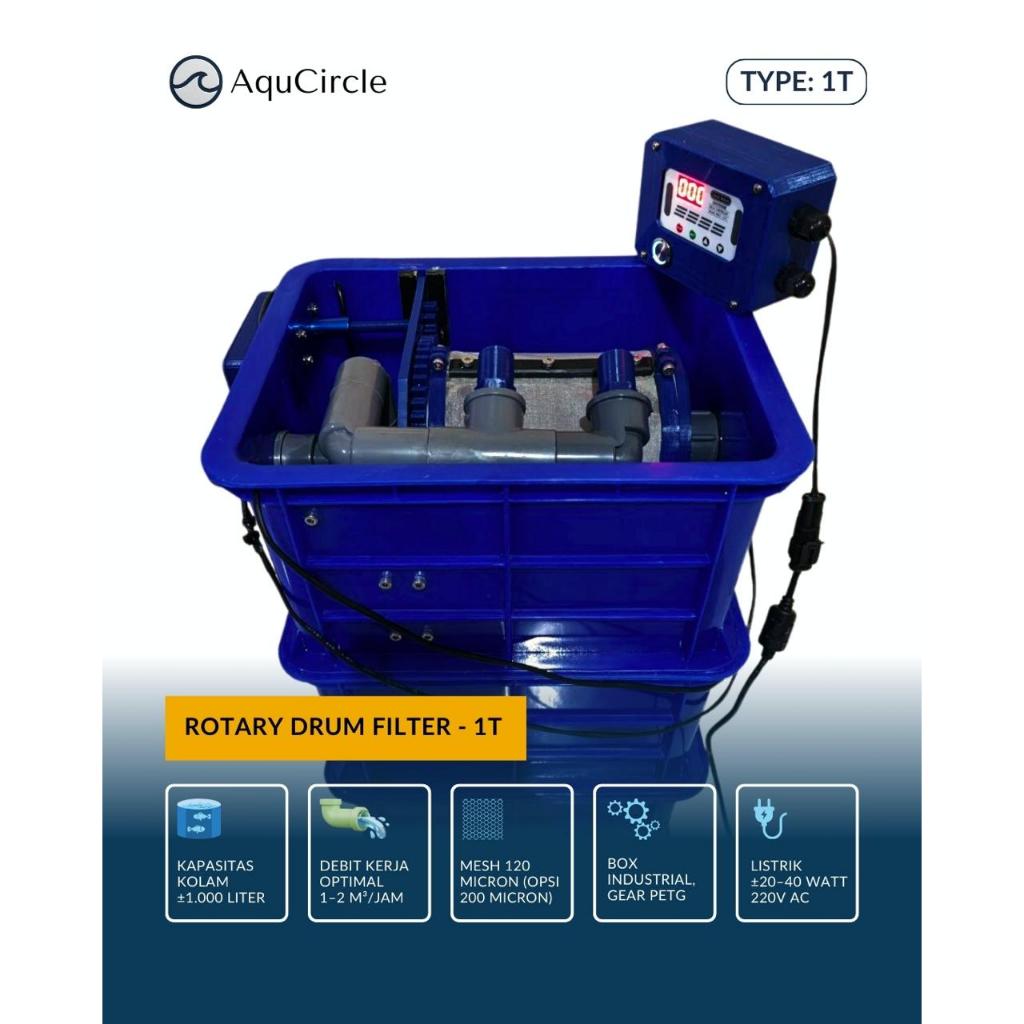 Micro Rotary Drum filter 1T - RDF - Box Solid Filter drum mini, untuk kolam ikan - akuarium dan tank