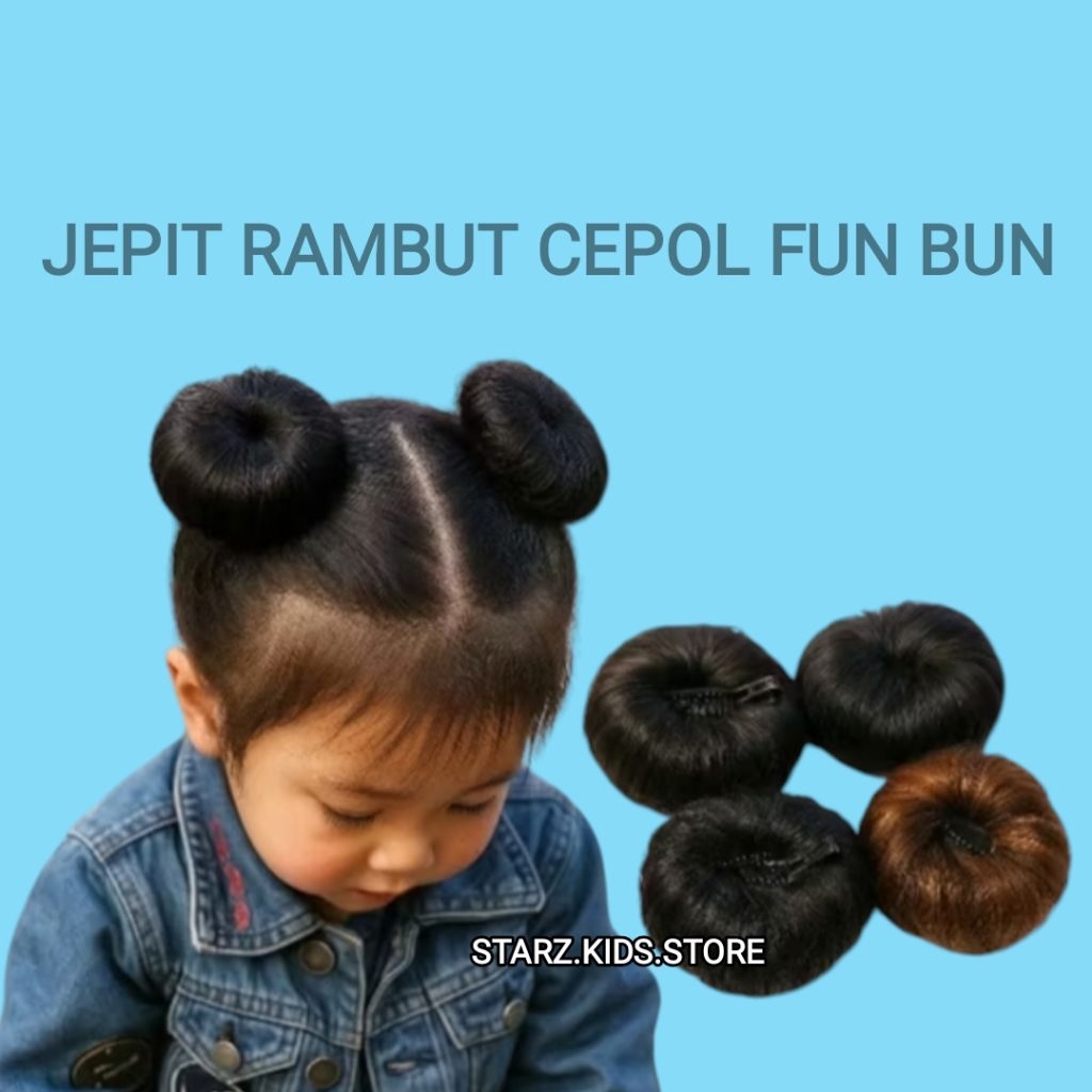 JEPIT RAMBUT CEPOL ANAK FUN BUN KOREA LUCU MODEL HAIR BALL 1 PASANG (2 Pcs)