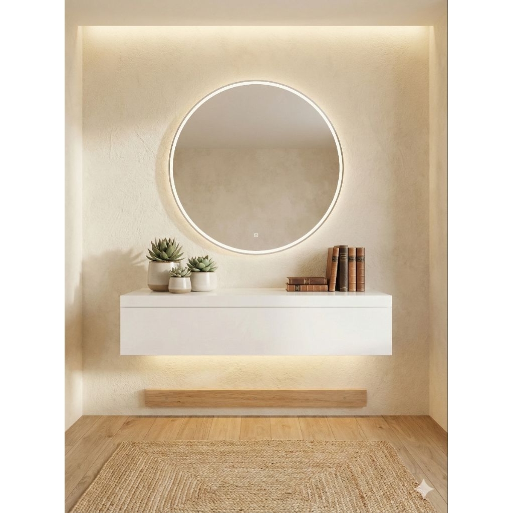 Meja Rias Gantung Minimalis Aesthetic - Floating Vanity Table Putih Modern