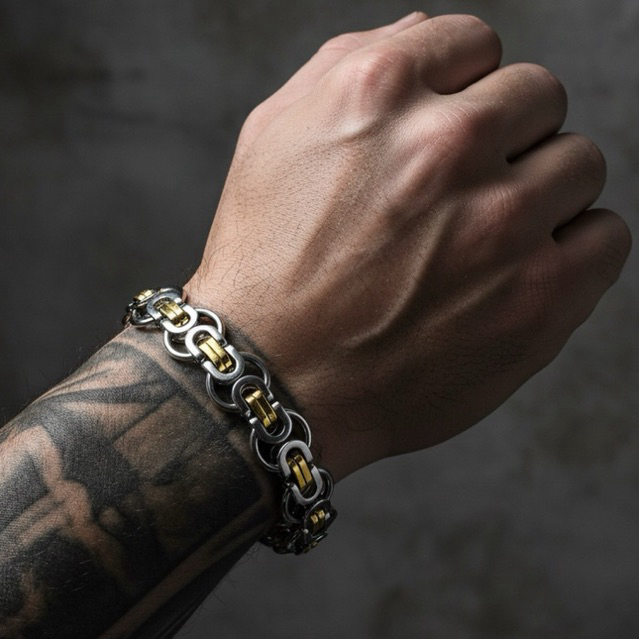 Gelang Pria Titanium Stainless Steel Bulat Anti Karat Anti Luntur