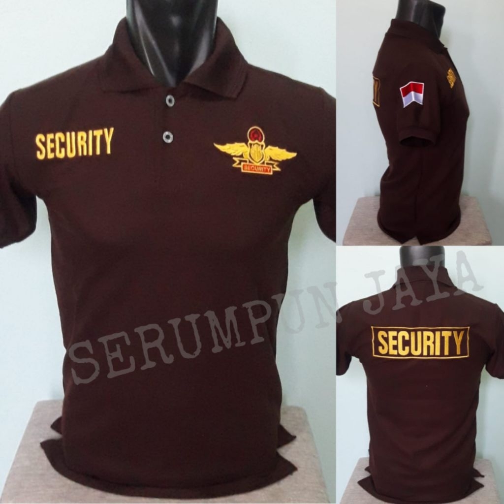 KAOS SECURITY LOGO WINGS COKLAT FULL BORDIR - KAOS KERAH SECURITY COKLAT LOGO WINGS BORDIR - KAOS SE