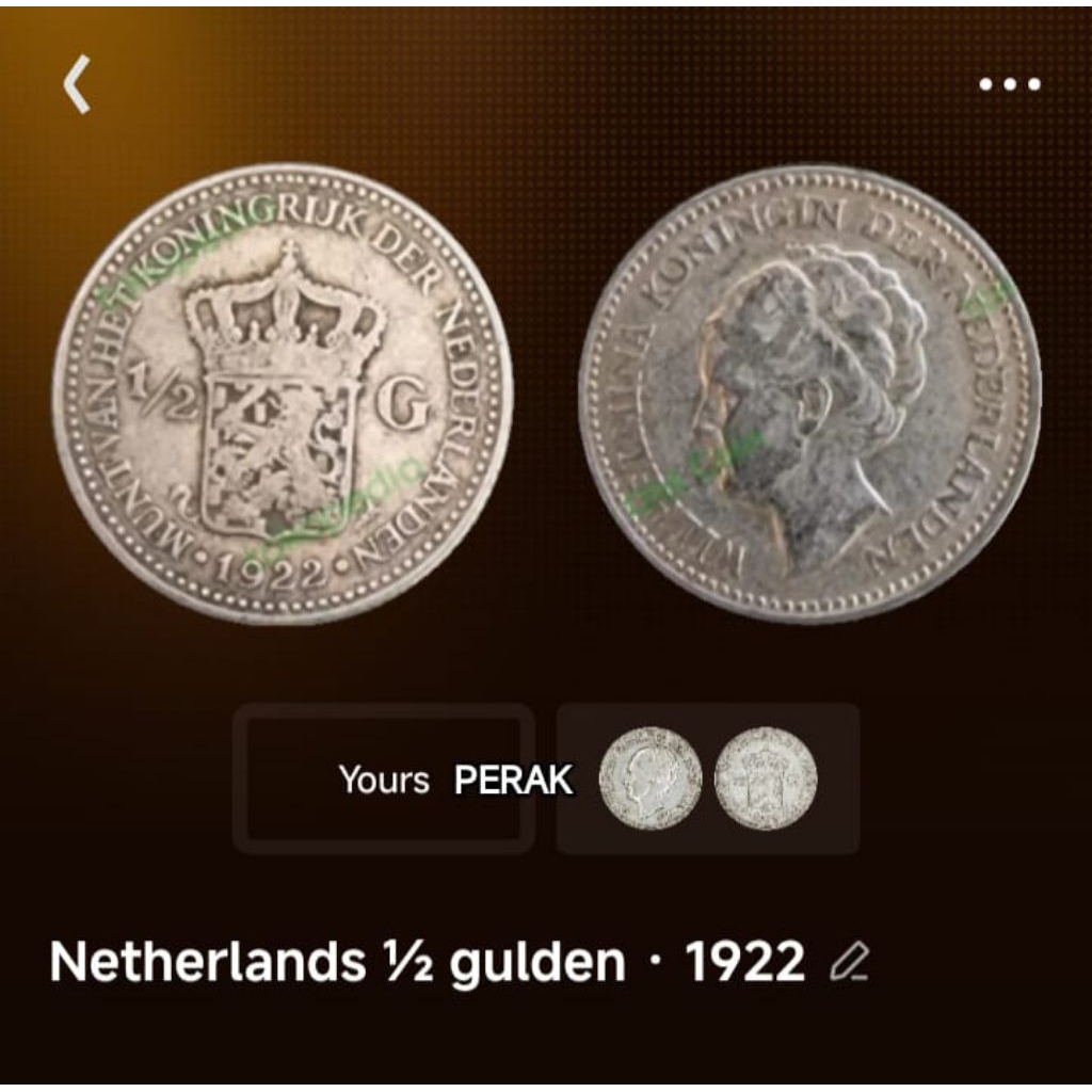Koin Perak kuno langka 1/2 Gulden Wilhelmina tahun 1921-1930 Original