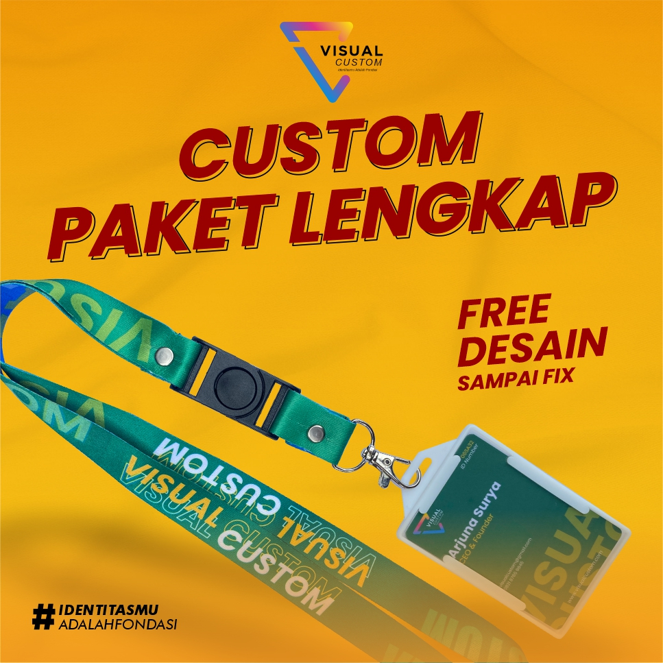 PAKET LENGKAP 2 CM DUA SISI + ID CARD PVC + FRAME / CETAK LANYARD ID CARD CUSTOM / CETAK LANYARD ID 