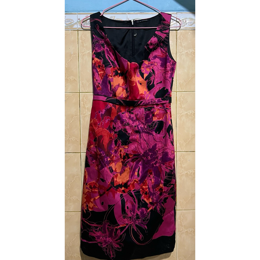 Dress Floral Red Pink - Elie Tahari