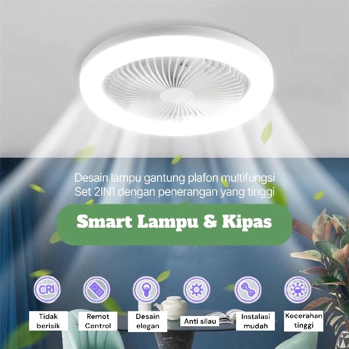 Smart Lampu Dan Kipas LED 2IN1 Lampu Gantung Plafon Set Kipas Lampu Smart/Lampu Gantung Multifungsi 