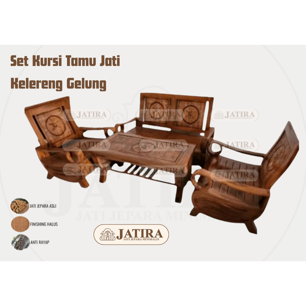 Set Kursi Tamu Jati Kelereng Gelung 211 | Kursi Jati Minimalis Asli Jepara Murah Palembang